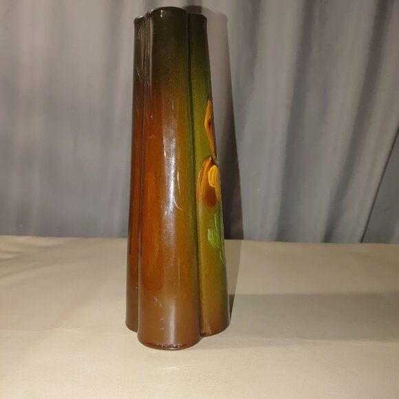 Weller Louwelsa Pottery Fluted Vase Floral Hand Painted 1900 Antique Art Nouveau - Picture 15 of 16